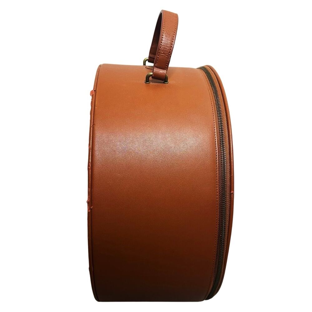 Goorin Bros RARE Tweed Leather Travel Hat Case Box Zipper Pocket Top Handle - Picture 7 of 14